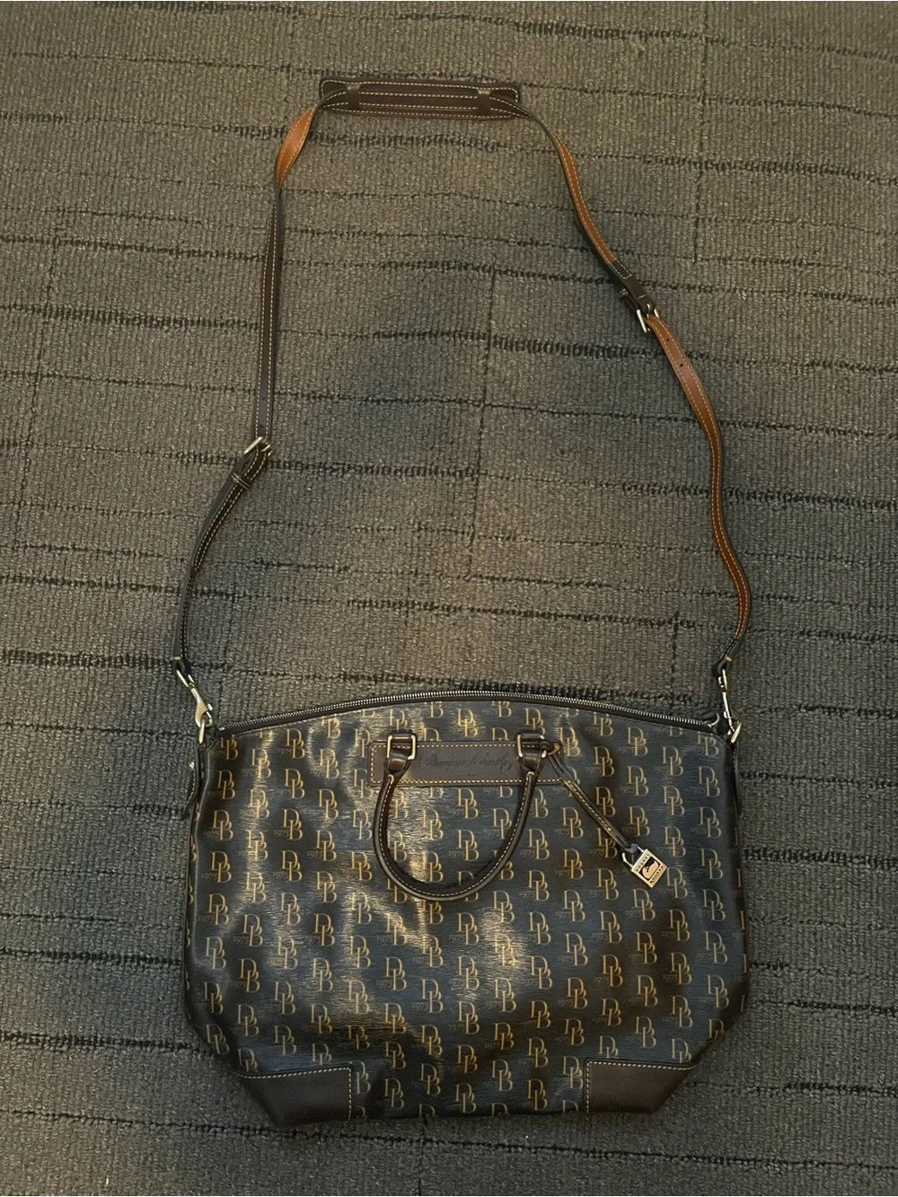 Classic leather Douney and bourke Monogram Satchel Shoulder Bag - Brown
